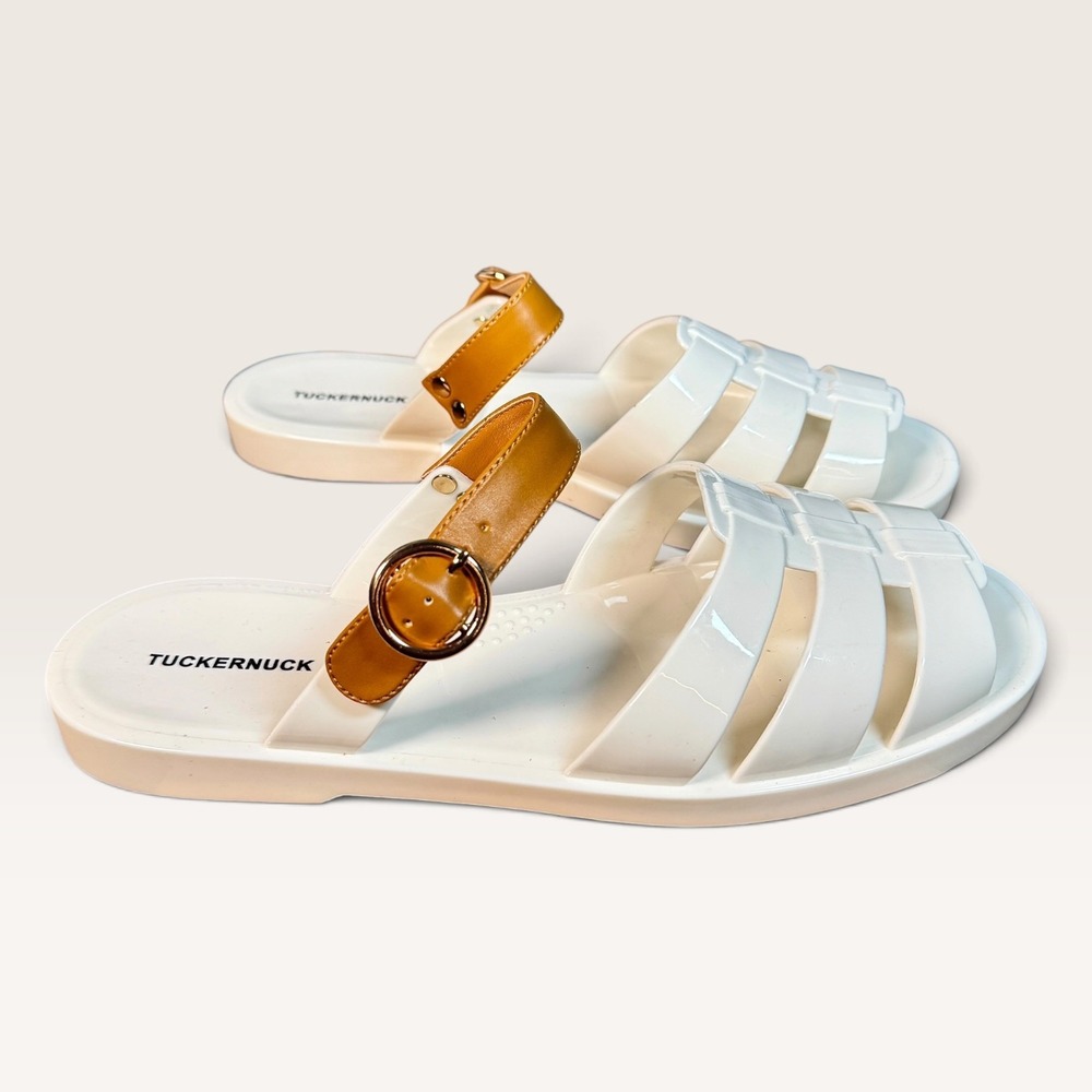 Tuckernuck Riley Ivory Jelly Sandals US 9 NWT 90s Fisherman Grannycore